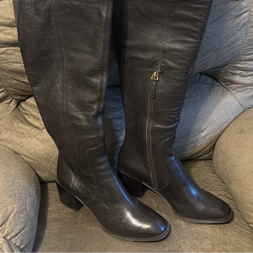Brown Leather Knee High Boots